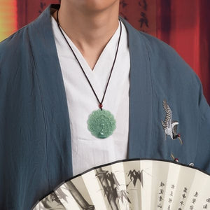 Natural Jade Peacock Pattern Balance and Harmony Necklace