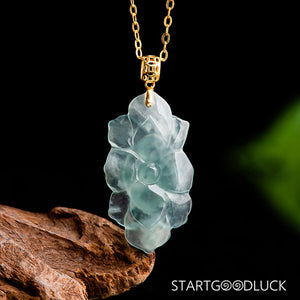 Natural Jade Pendant - Hand-Carved Lotus Design | Exquisite Jade Jewelry - StartGoodLuck