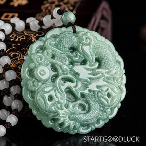 Natural Jade Pendant Carved with Chinese Dragon | Best Necklace for Men - StartGoodLuck