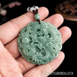 Natural Jade Pendant Carved with Chinese Dragon | Best Necklace for Men - StartGoodLuck
