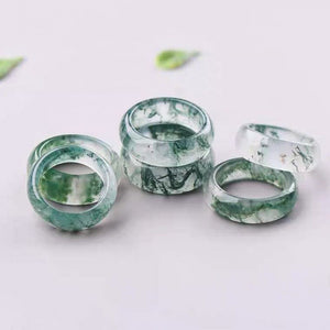 Natural Jade Water Agate Balance and Harmony Ring