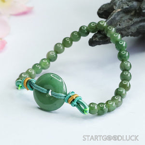 Natural Jadeite Peace Buckle Bracelet: Your Amulet of Luck & Calm - StartGoodLuck