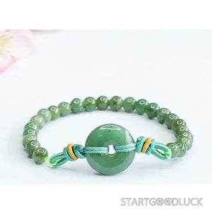 Natural Jadeite Peace Buckle Bracelet: Your Amulet of Luck & Calm - StartGoodLuck
