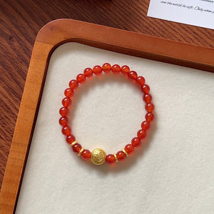 Natural Red Agate Horse Year Balance and Harmony Bracelet