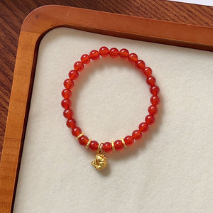 Natural Red Agate Horse Year Balance and Harmony Bracelet