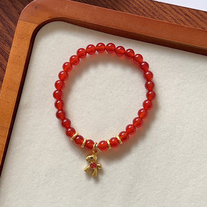 Natural Red Agate Horse Year Balance and Harmony Bracelet
