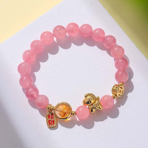 Natural Rose Quartz Horse Beaded Peace and Tranquility Bracelet