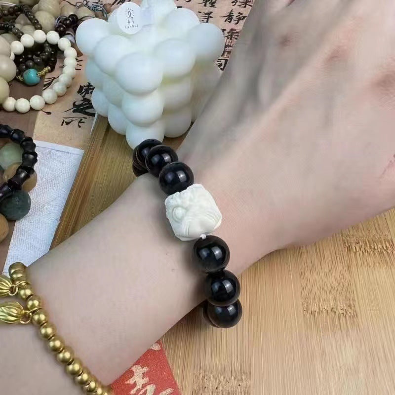 Natural Silver Obsidian Tiger Eye Courage and Stength Bracelet