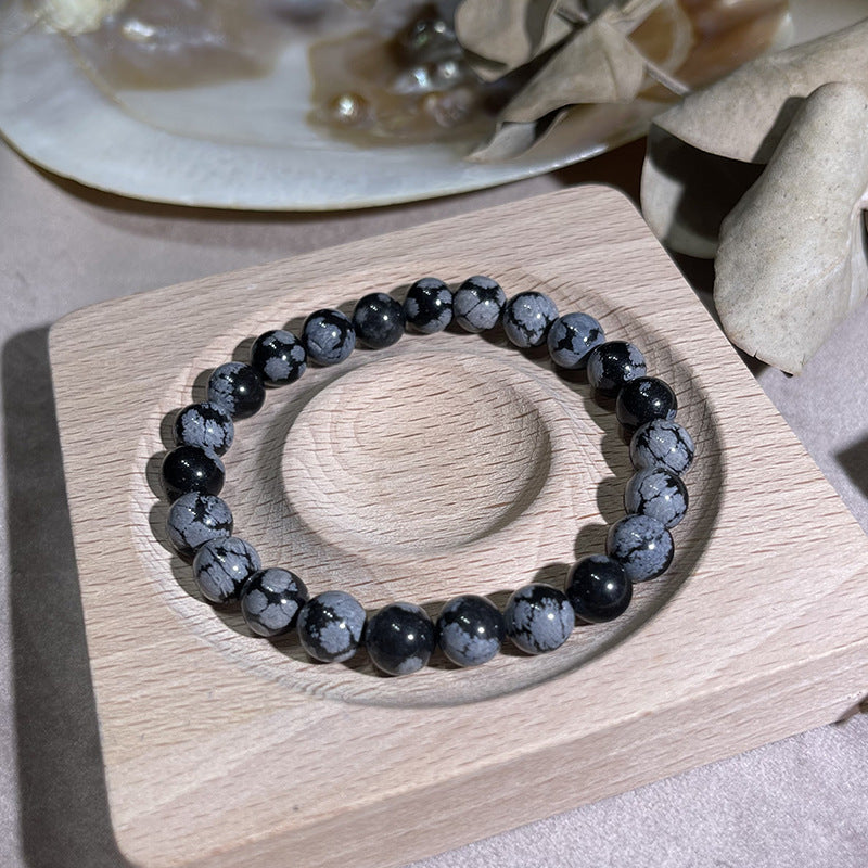 Natural Snowflake Obsidan Stone Courage and Strength Bracelet