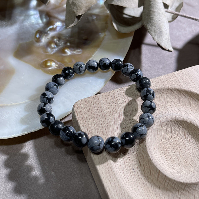 Natural Snowflake Obsidan Stone Courage and Strength Bracelet
