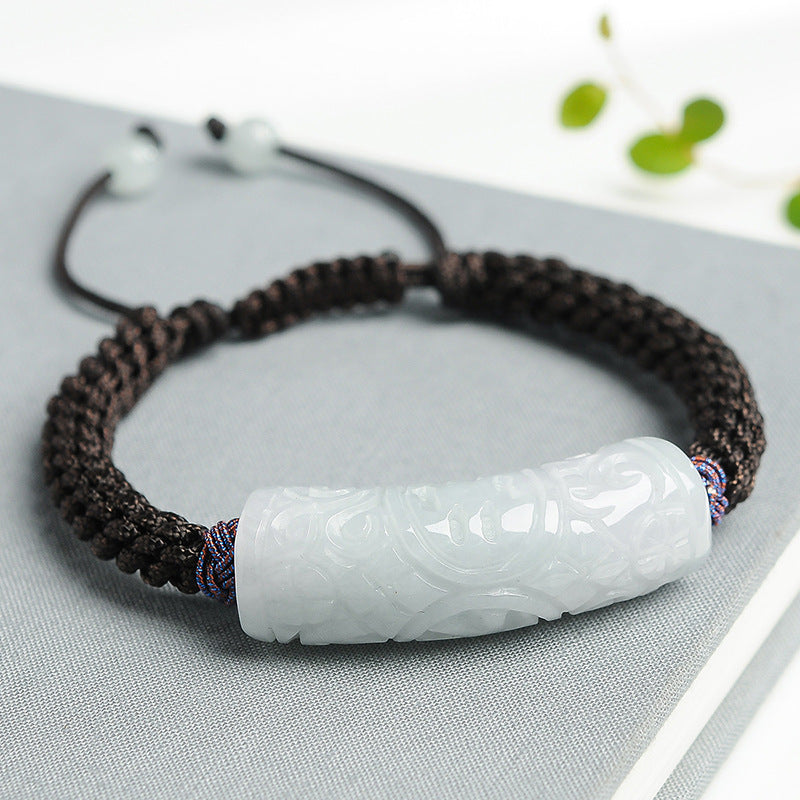 Jadeite bead Bracelet blessing hand-woven Rope