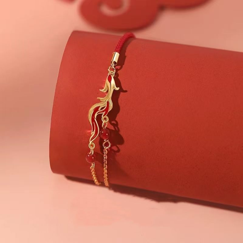 Red String Gold Plated Koi Fish Prosperity and Wealth Bracelet