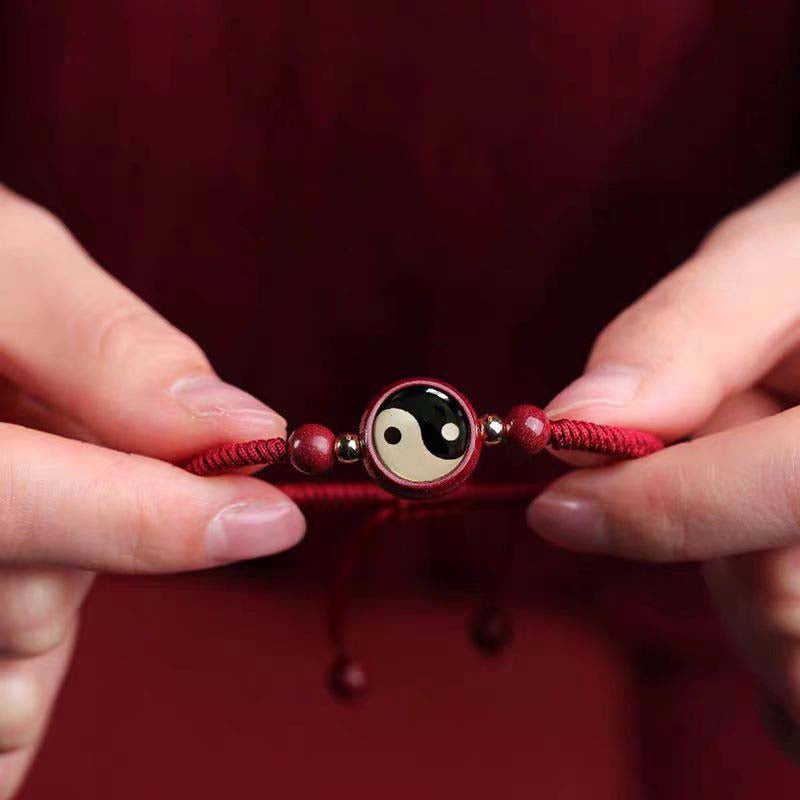 Red String Zen YinYang Cinnabar Balance and Harmony Bracelet