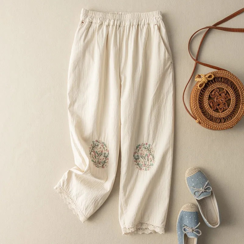 Women's Embroidered Harem Pants Ethnic Style Casual Ankle-length Pants