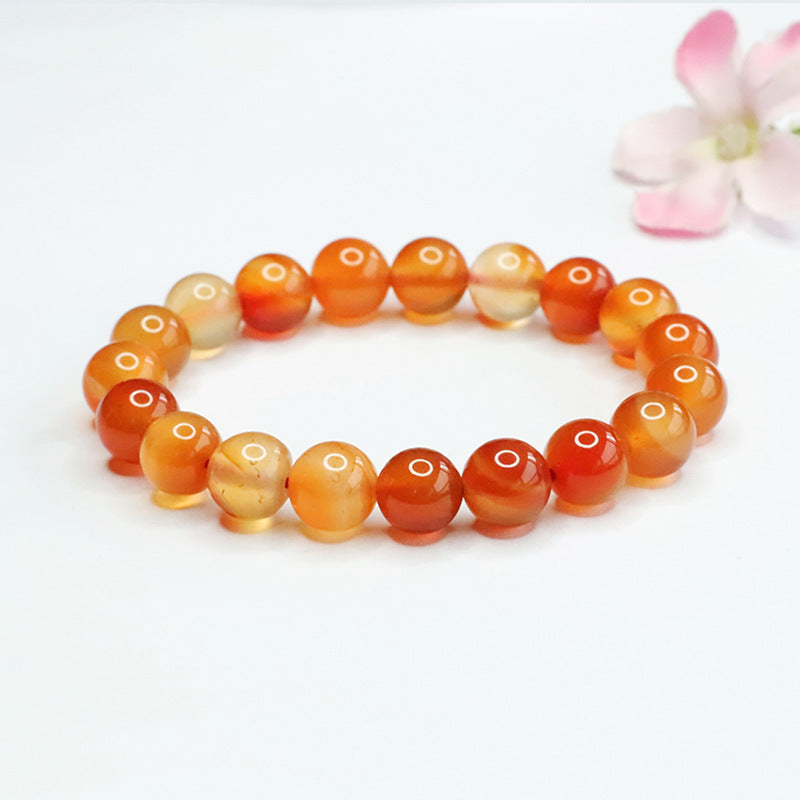 Chalcedony bracelet red yellow natural agate beads