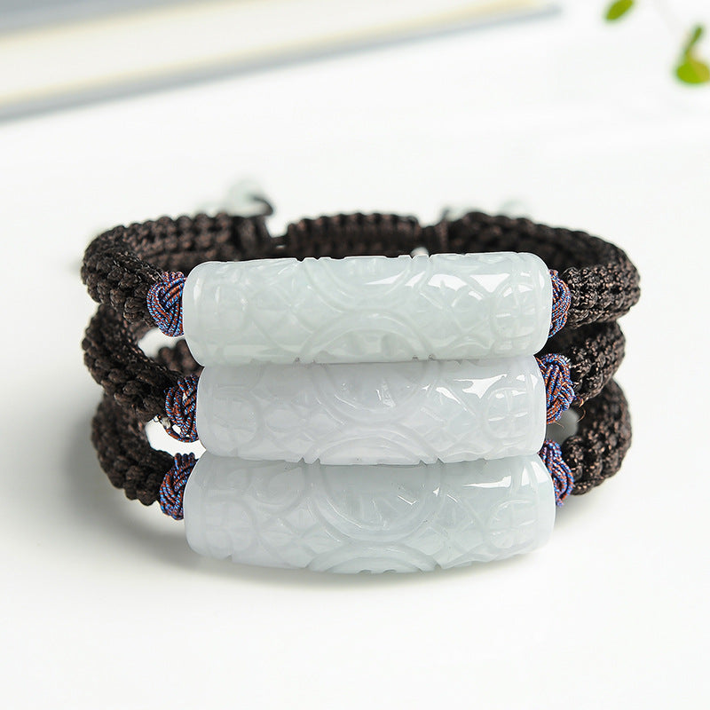 Jadeite bead Bracelet blessing hand-woven Rope