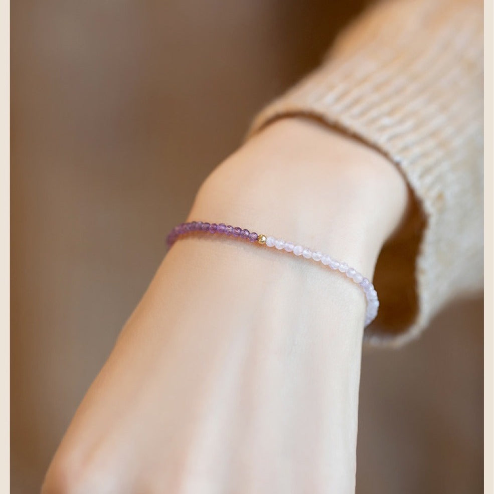 Amethyst Crystal Bracelet natural gemstone thin 3mm beads
