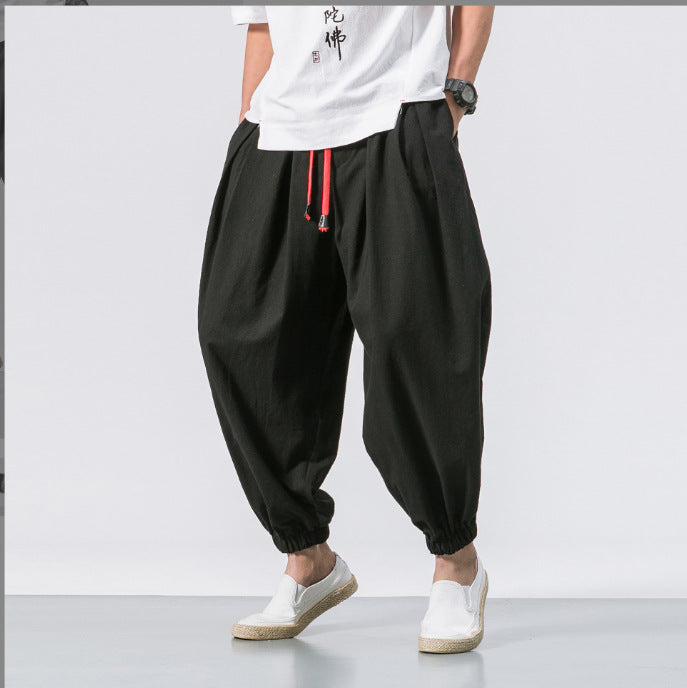 Men's Linen Casual Pants Loose Wide-leg harem Pants