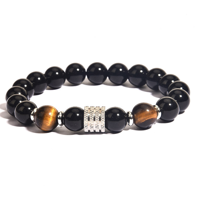Black obsidian Bracelet tiger eye beads men's bracelet