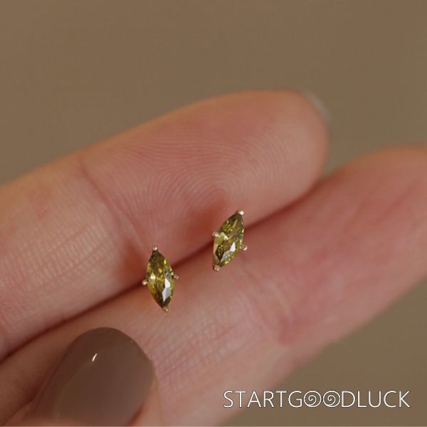 Olive Green Stone Earrings | August Birthstone Jewelry | Minimalist Accessories
