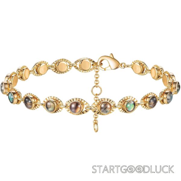 Abalone Shell Bracelet For Women | Pearl Beads Bracelet with Plated Gold Chain