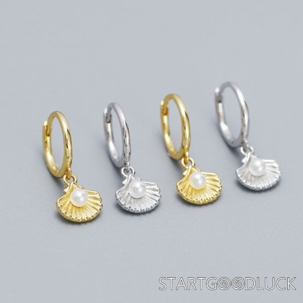 Pearl Shell Earrings | Plated Gold Or Silver Loop Earrings | Seaside Outfit Gift | Beach Wedding Earrings For Bride