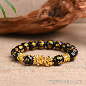 Pixiu Obsidian Wealth-Attracting Bracelet | Mens Beaded Bracelets for Prosperity - StartGoodLuck