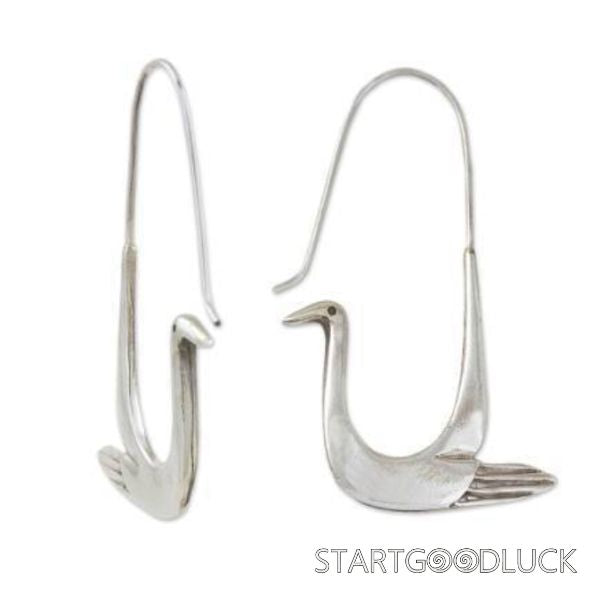 Plated Gold Silver Swan Earrings | Retro Style Earrings | Lightweight Earrings For Women
