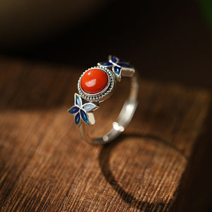 Red Agate Ring 925 Silver Women's Ring