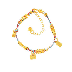 Red Rope Bracelet with Gold-Plated "Fu" Lock – StartGoodLuck