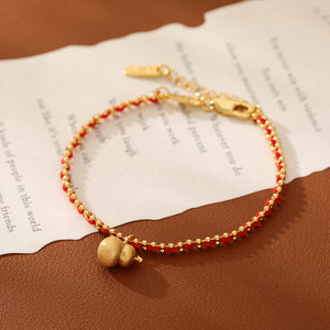 Brass Red Rope Bracelet for Zodiac Year with Gourd Pendant