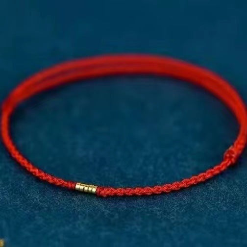 Red Rope Gold Beads Fortune Transfer Love and Luck Bracelet