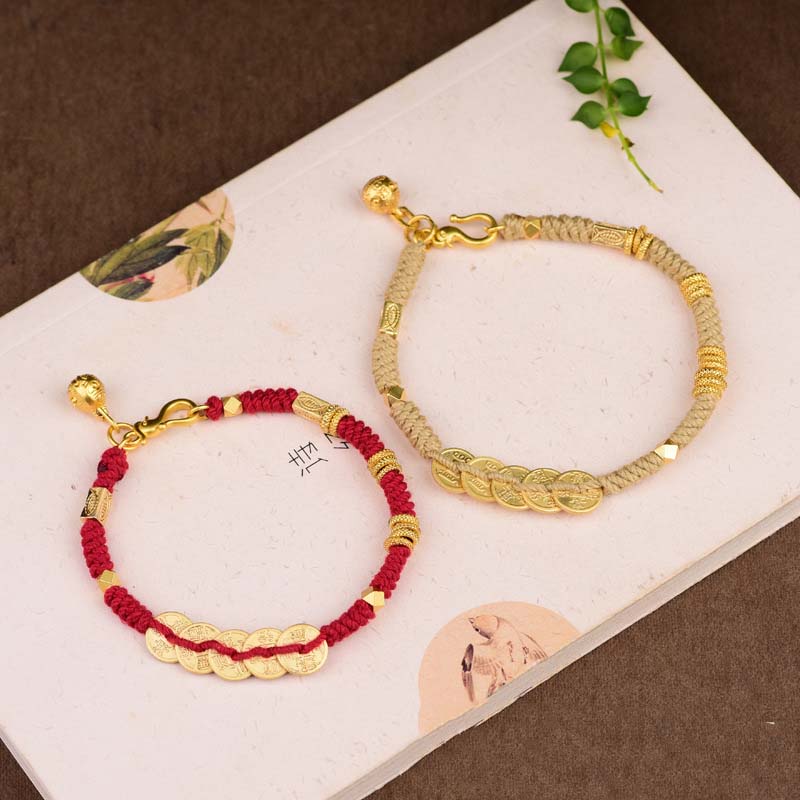Red String 18k Gold Hand-woven Ethnic Style Love and Luck Bracelet