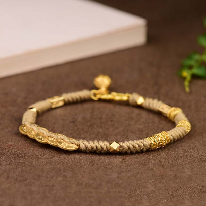 Red String 18k Gold Hand-woven Ethnic Style Love and Luck Bracelet
