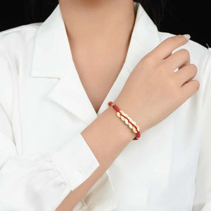 Red String Bracelet with gold pendant for luck and romance