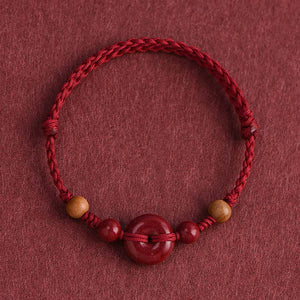 Red String Bracelet with Cinnabar Safety Buckle