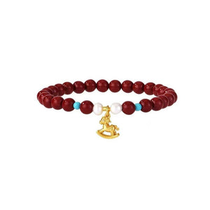 Red String Gold Plated Leaping Horse Cinnabar Bracelet for Women