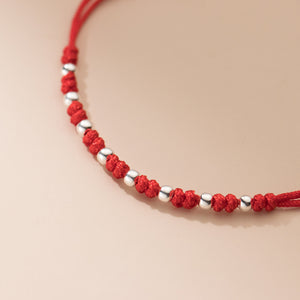 Red String Hand Woven 925 Silver 8 Light Beads Love and Luck Bracelet