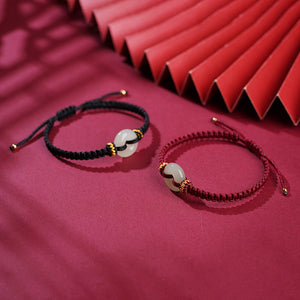 Red String Hetian Jade Safety Buckle Peace and Tranquility Bracelet