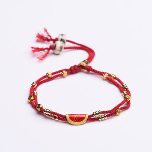Red String Protection Bracelet with Gold Cinnabar without background