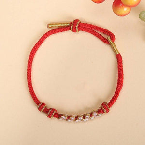 Red String Protection Bracelet with Peach Blossom