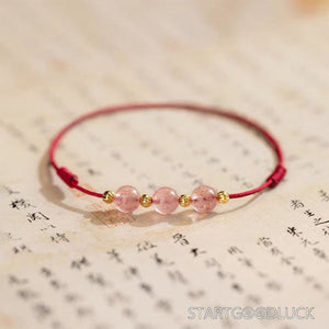 Red String Strawberry Quartz Bracelet | Love-Attracting - StartGoodLuck