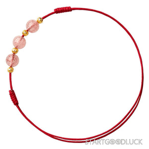 Red String Strawberry Quartz Bracelet | Love-Attracting - StartGoodLuck