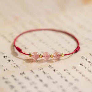 Red String Strawberry Quartz Bracelet | Love-Attracting