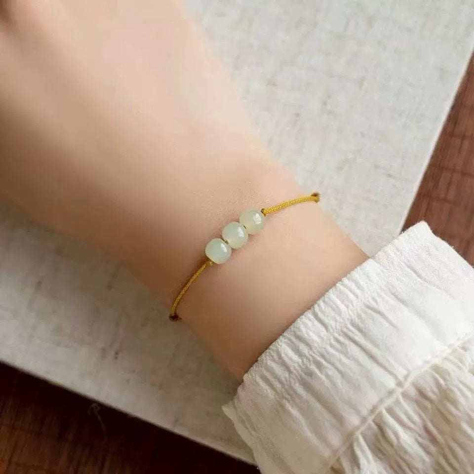 Red & Yellow String Hotan Jade Courage and Strength Bracelet