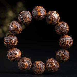 Rose Wood beads Zodiac Health and Positivity Bracelet