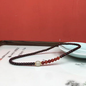 Rosewood Red Jade Double Circle Balance and Harmony Bracelet
