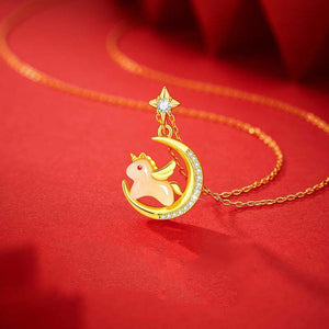 S925 Silver Jade Dream-themed Star and Moon Horse Balance and Harmony Earrings