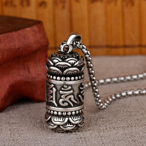 S925 Silver Six Syllable Mantra Om Mani Padme Hum Love and Compassion Necklace