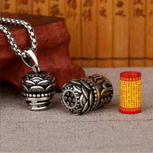 S925 Silver Six Syllable Mantra Om Mani Padme Hum Love and Compassion Necklace